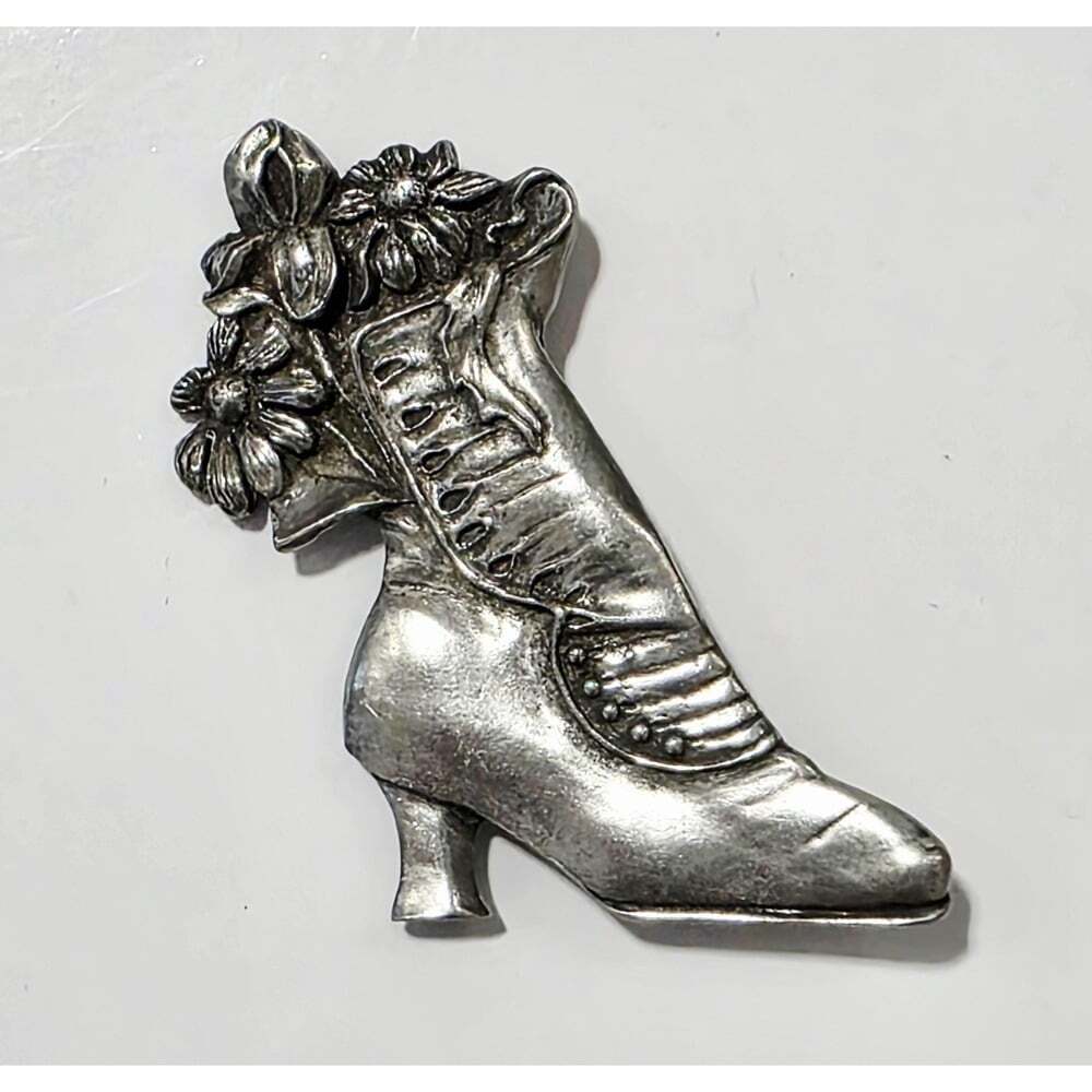 Vintage Silver Floral Women's Granny Boot Brooch